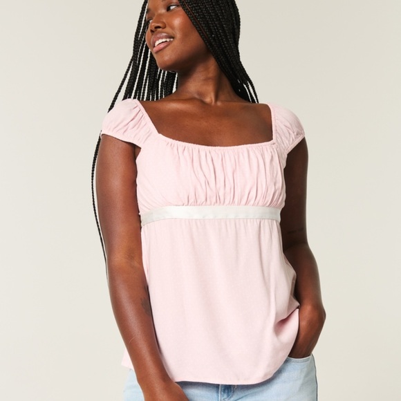 Hollister Easy Satin Tie Babydoll Top - Picture 4 of 8